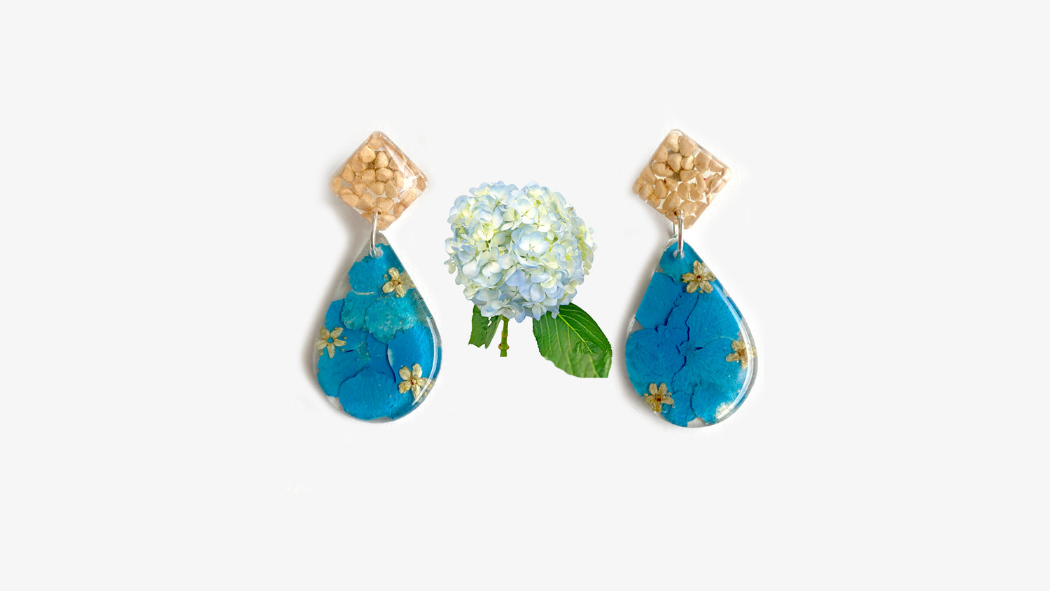 real HYDRANGEA PETALS jewelry