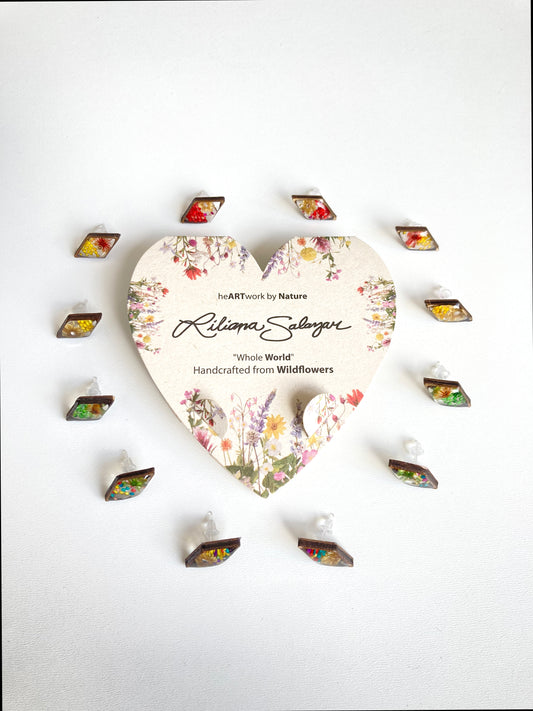 Wildflower + Amaranth Grain + Wood - Diamond Earring Studs