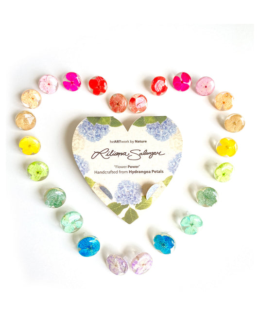 Hydrangea Petals Circle Earring Studs
