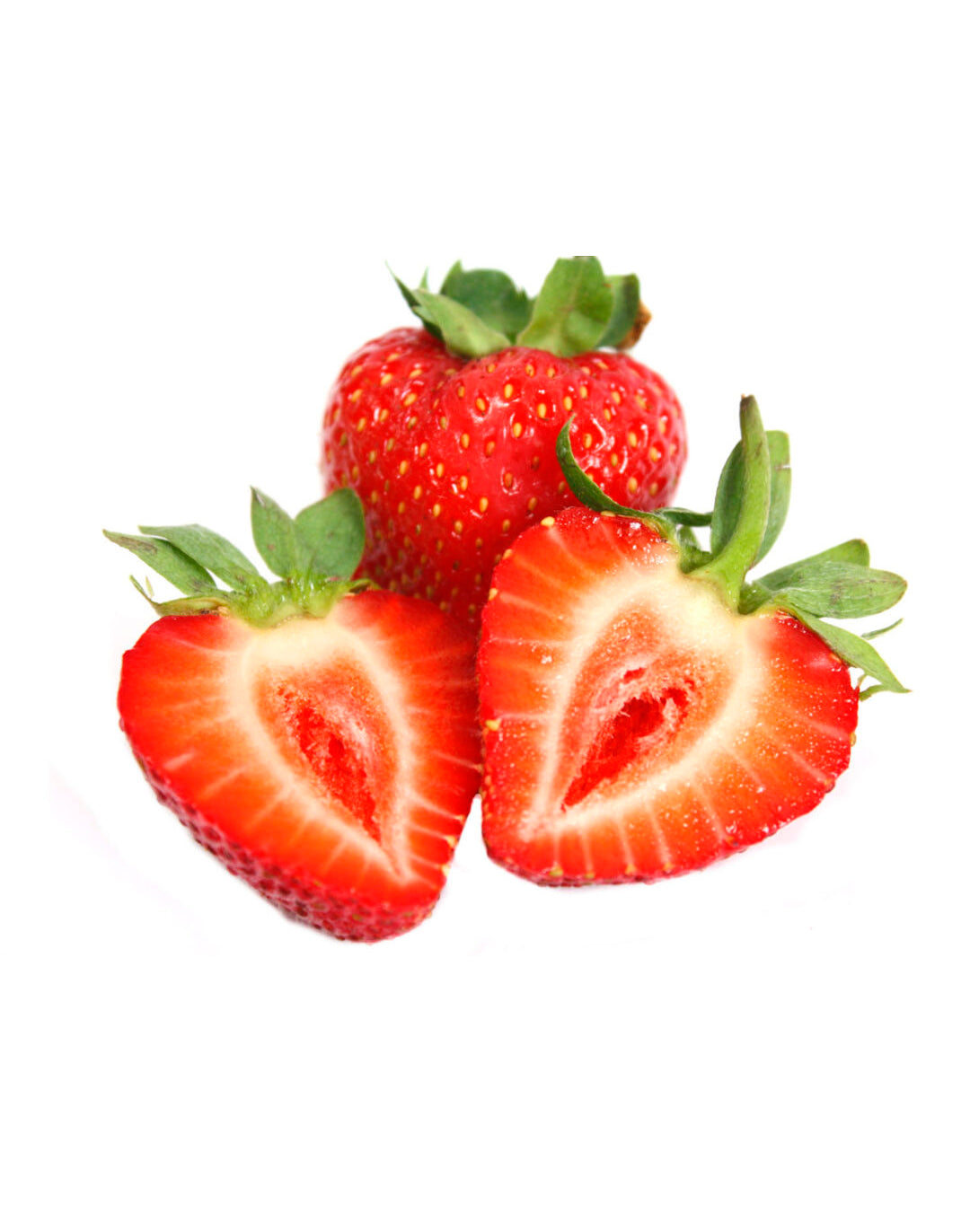 Real strawberries on white background